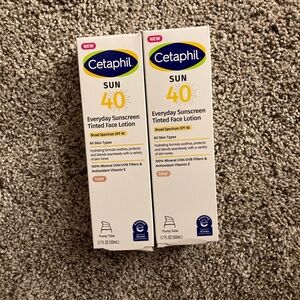 2-CETAPHIL SPF 40 Sunscreen Tinted Lotion with Zinc  1.7 fl oz  08/27 lot of  2